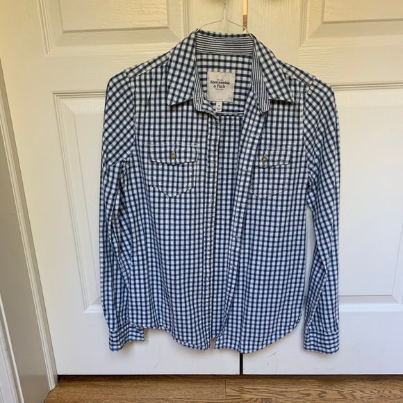 NWOT Abercrombie and Fitch Checkered Button Down - Picture 2 of 5